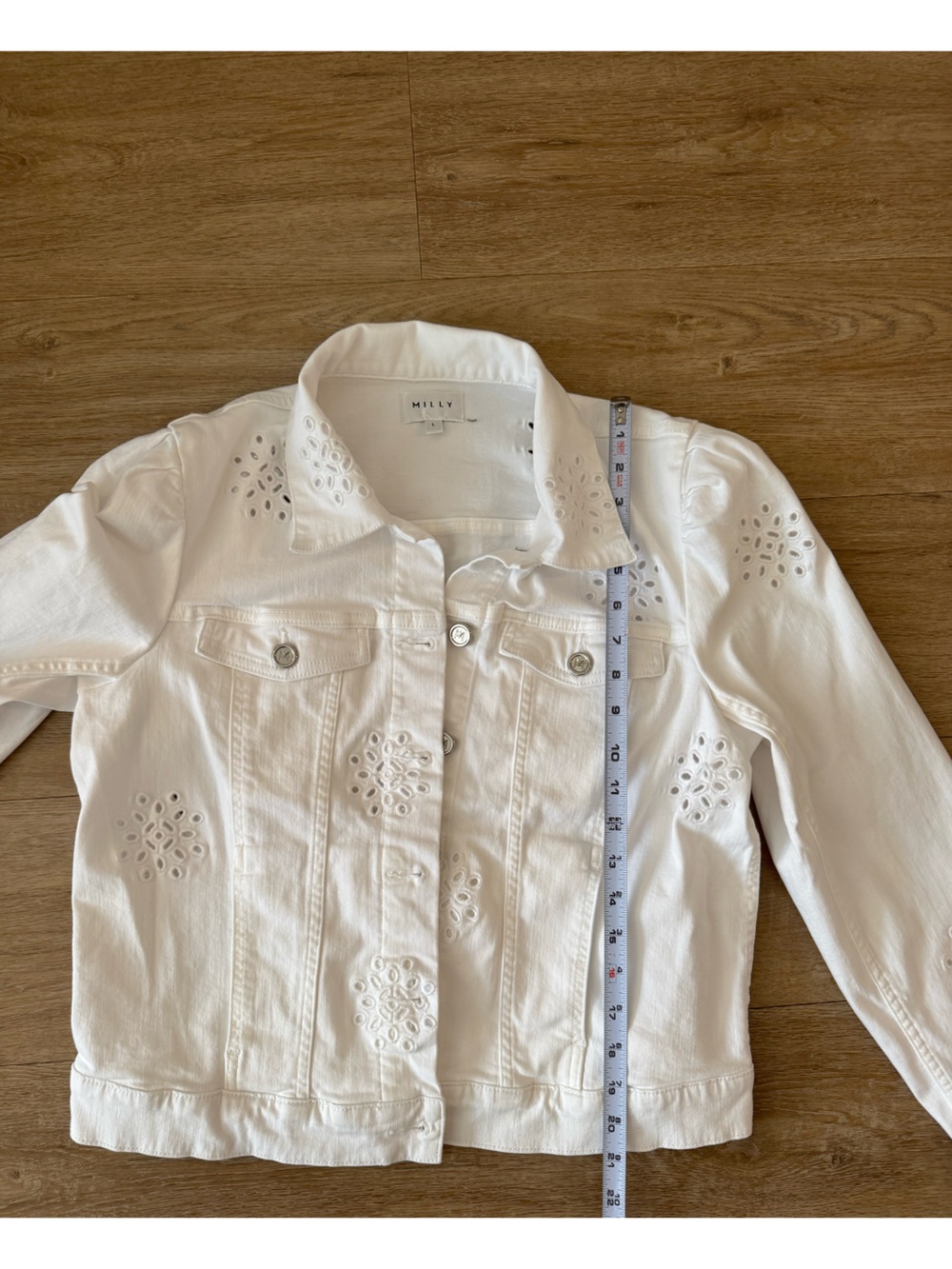 Milly White Eyelet Gemma Jacket Size Large - Picture 10 of 12